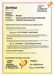 Zertifikat Passiv-Haustür